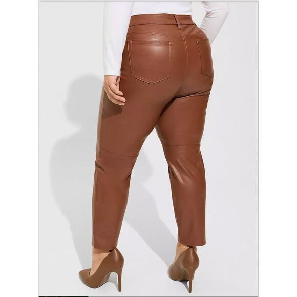 Torrid Women’s 22R Brown Perfect Skinny Faux Leather Mid Rise Pants NEW - Picture 2 of 8
